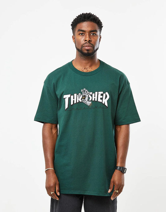 Camiseta Thrasher x Santa Cruz | Screaming Logo Verde Bosque