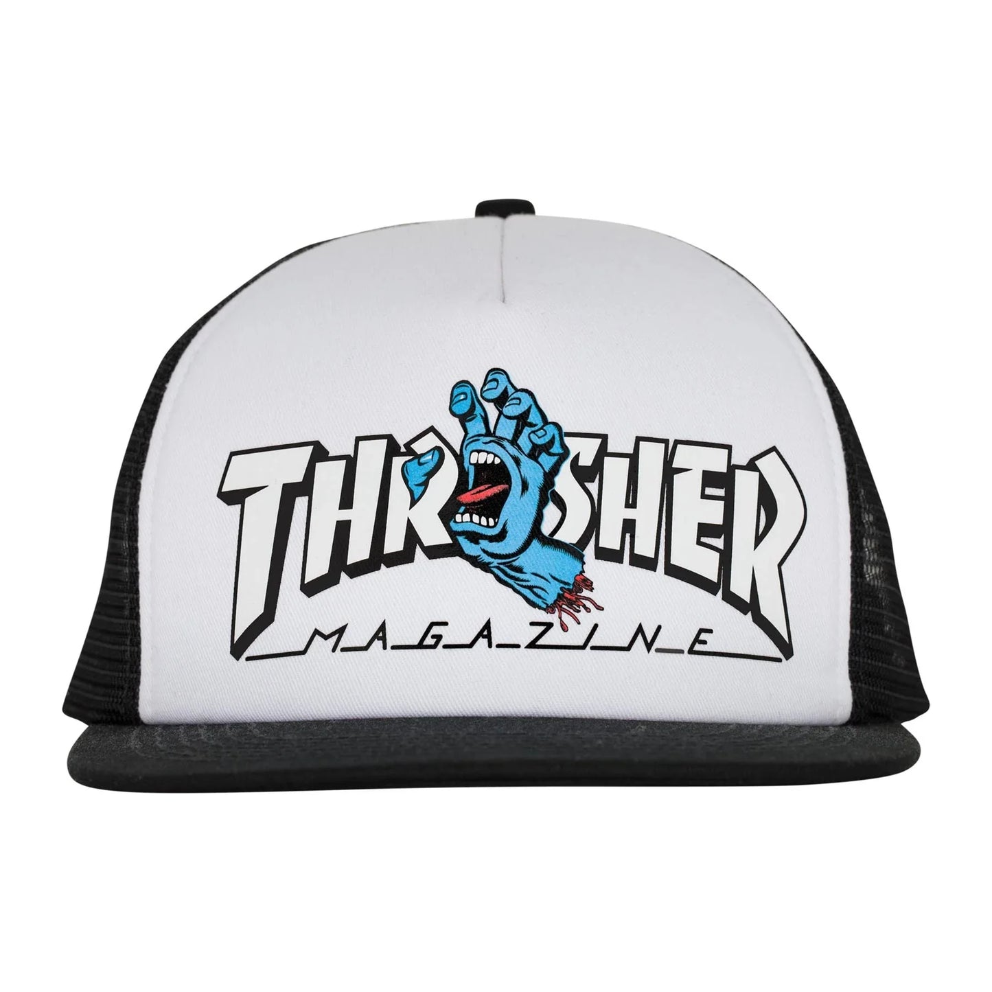 Gorra Thrasher x Santa Cruz | Screaming Logo Mesh trucker WHT/BLK